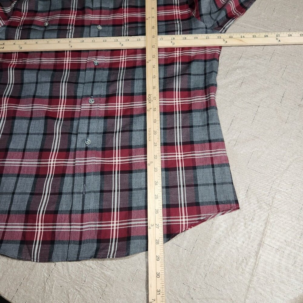 Murano Men's Size L Shirt  London Collection Slim Fit gray/red plaid casual -(28 - Picture 9 of 11